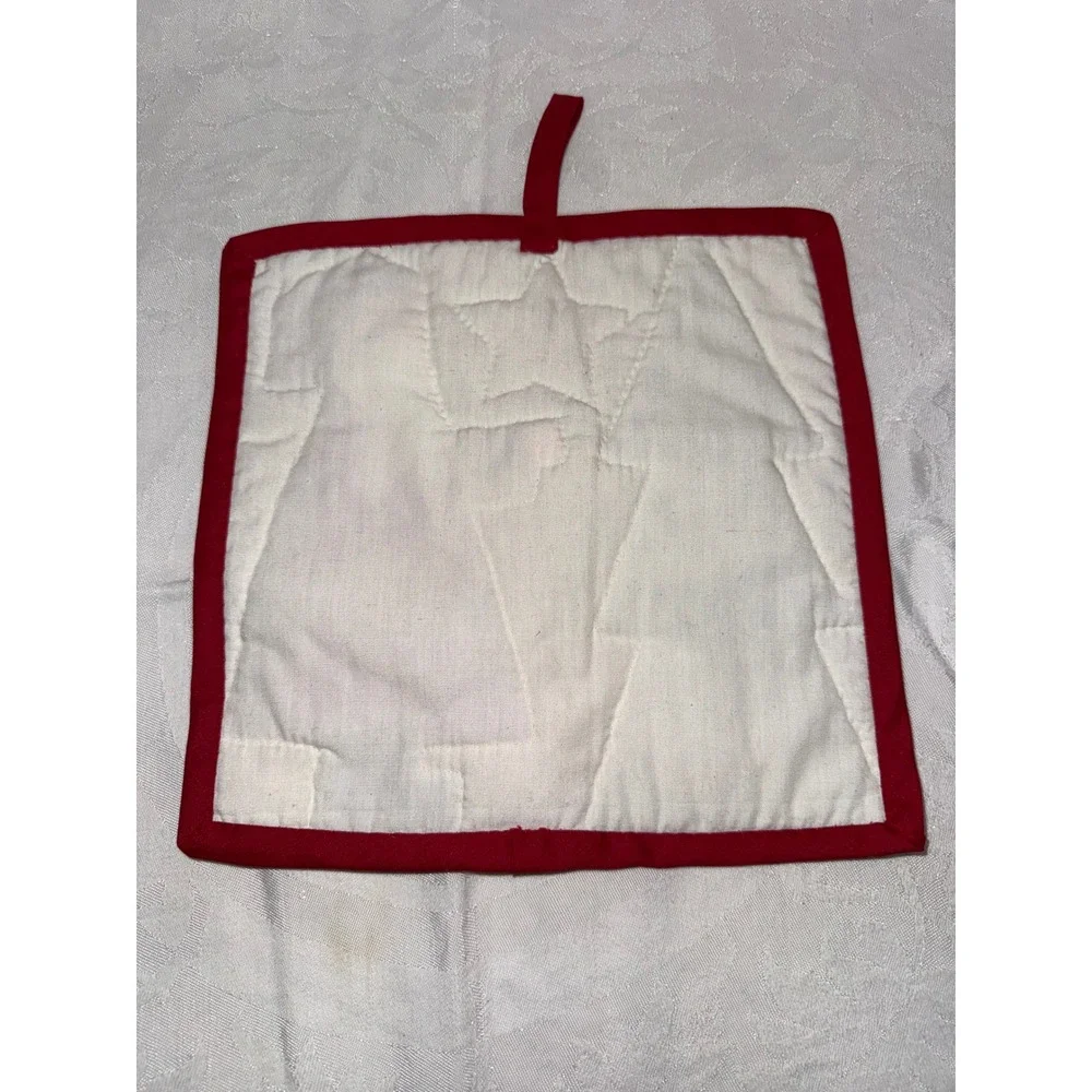 Handmade Quilted Christmas Pot Holder Santa Claus Tree Folk Art Holiday Decor